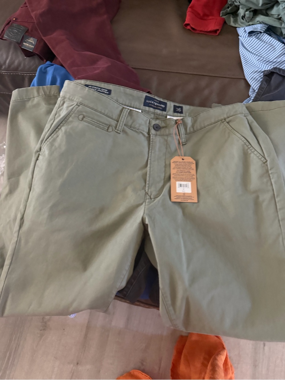 Lucky Brand Men's Relaxed Chinos in Olive Green